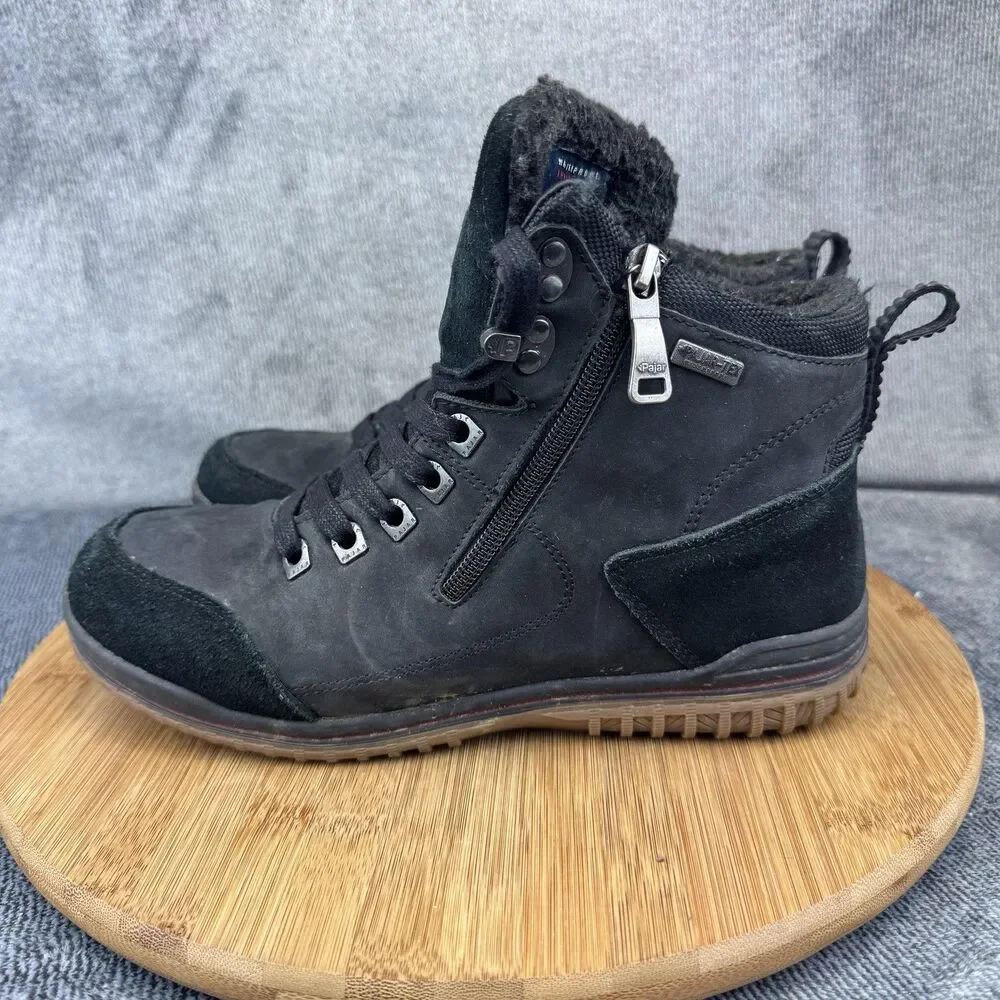 Pajar Boots Womens Size 8-8.5 Black Pajar-Tex Waterproof Faux Fur Side Zip EU 39